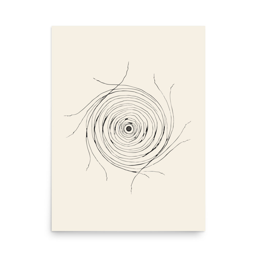 A minimalist celestial line art design mapping the radial filaments of the Helix Nebula printed on an art print. 18″×24″ size.
