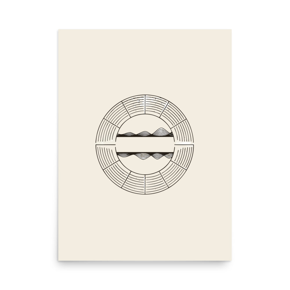 Flyway passage wave diagram printed in a minimalist line art style on an art print. 18″×24″ size.