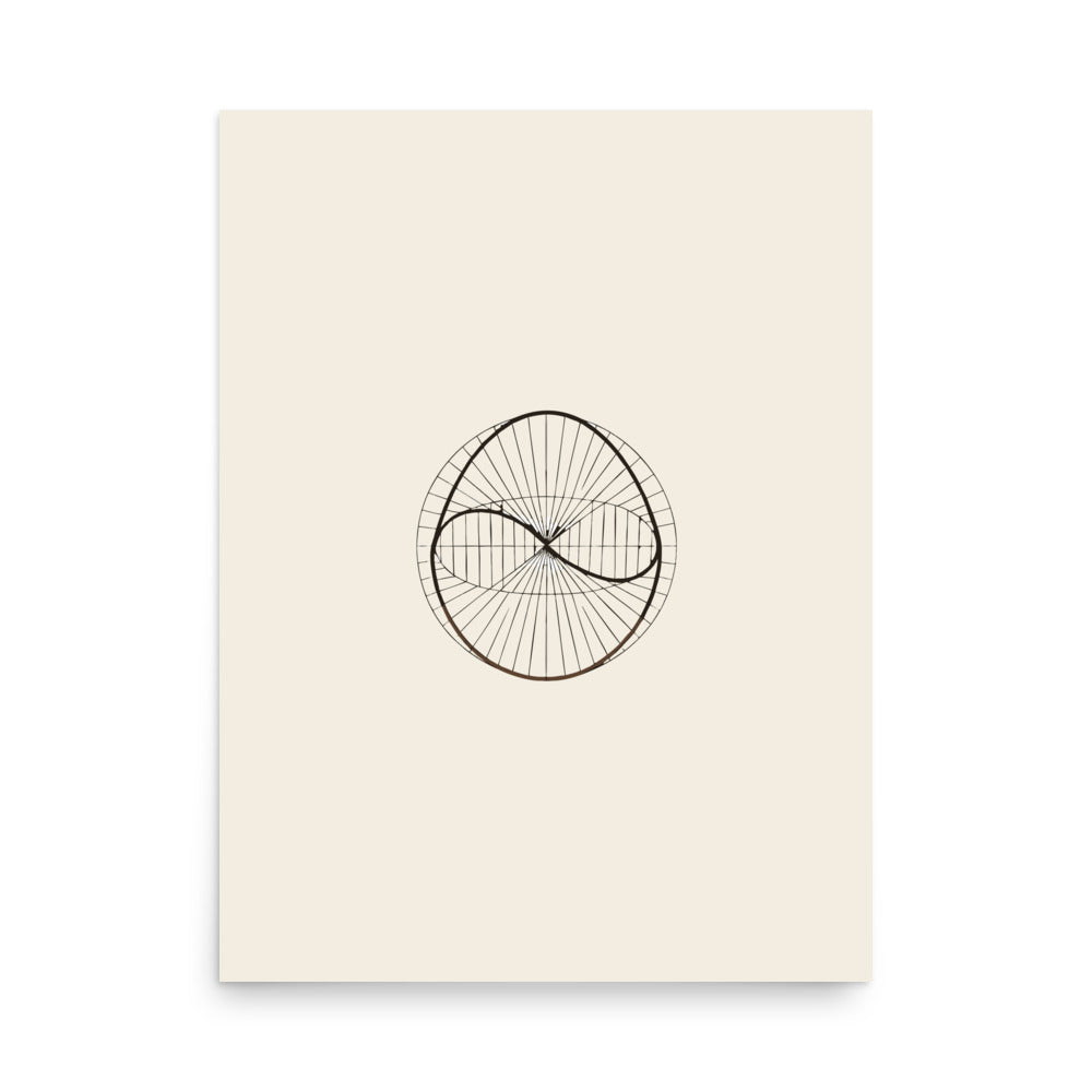The precise figure-eight analemma curve and altitude grid lines printed on an art print. 18″×24″ size.