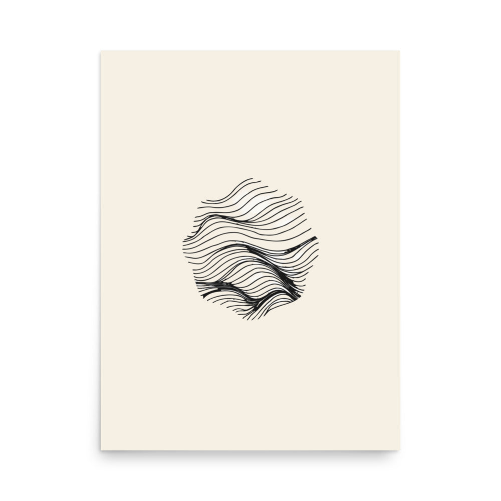 Detailed line art illustration of noctilucent cloud wave patterns printed on an art print. 18″×24″ size.