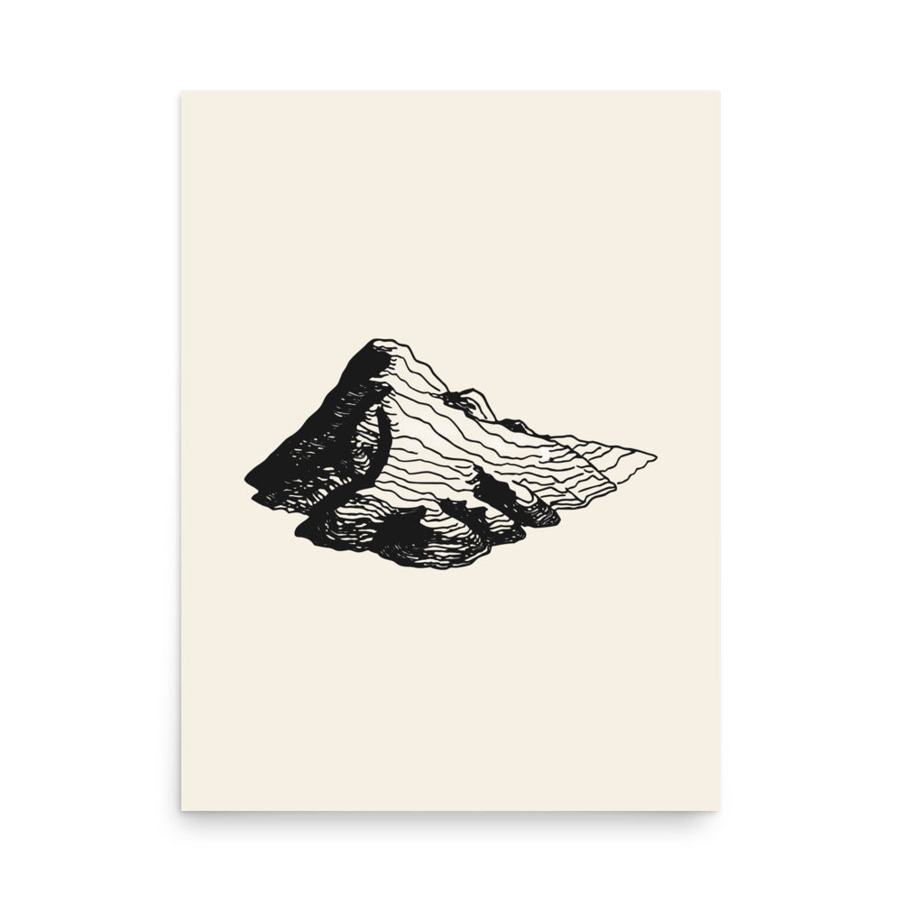 Topographic contour line art of a glacial kame terrace printed on an art print. 18″×24″ size.