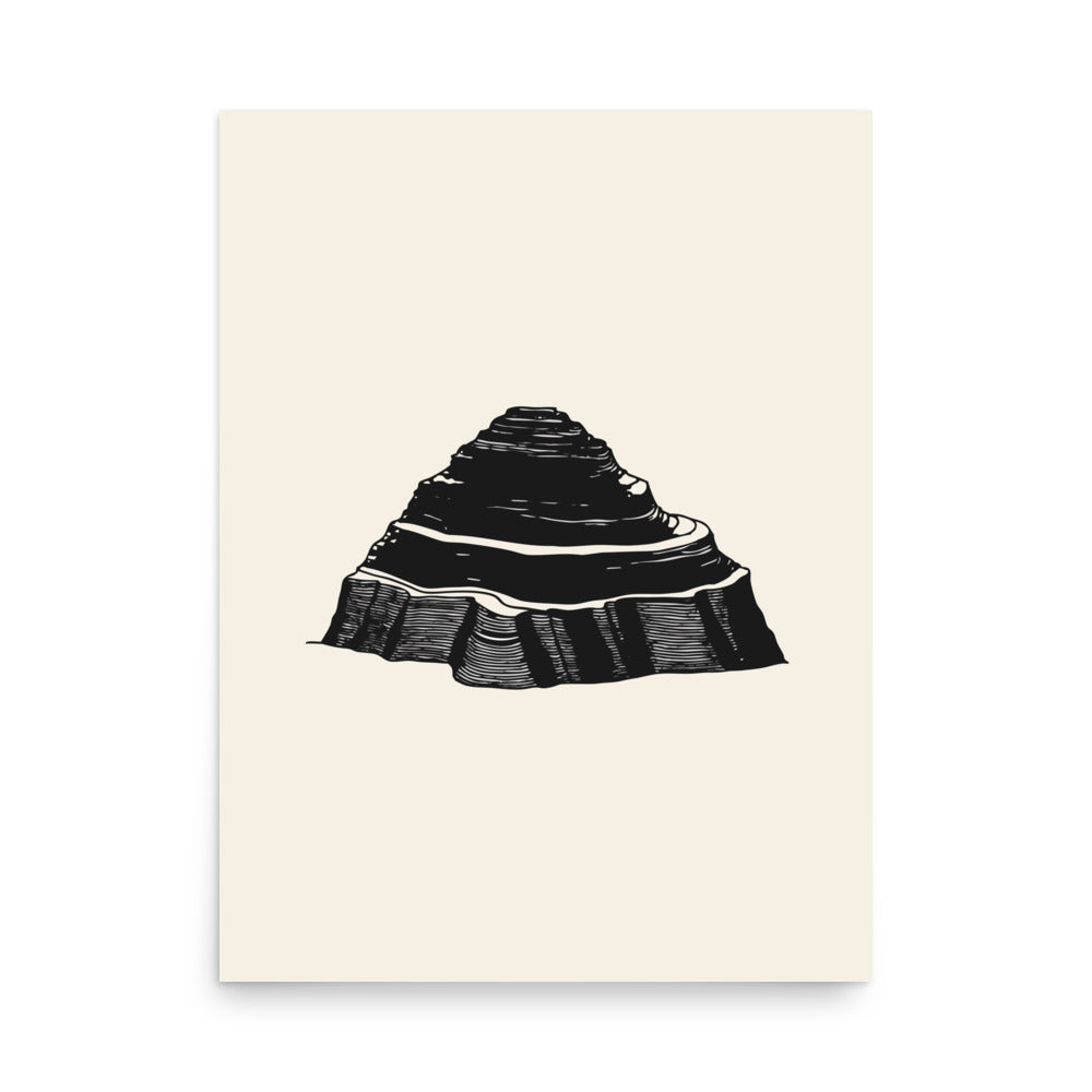 A minimalist topographic contour map design depicting marine terraces printed on an art print. 18″×24″ size.