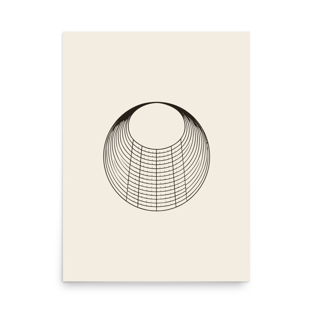An astronomical circular wheel diagram of annual twilight bands printed on a minimalist art print. 18″×24″ size.