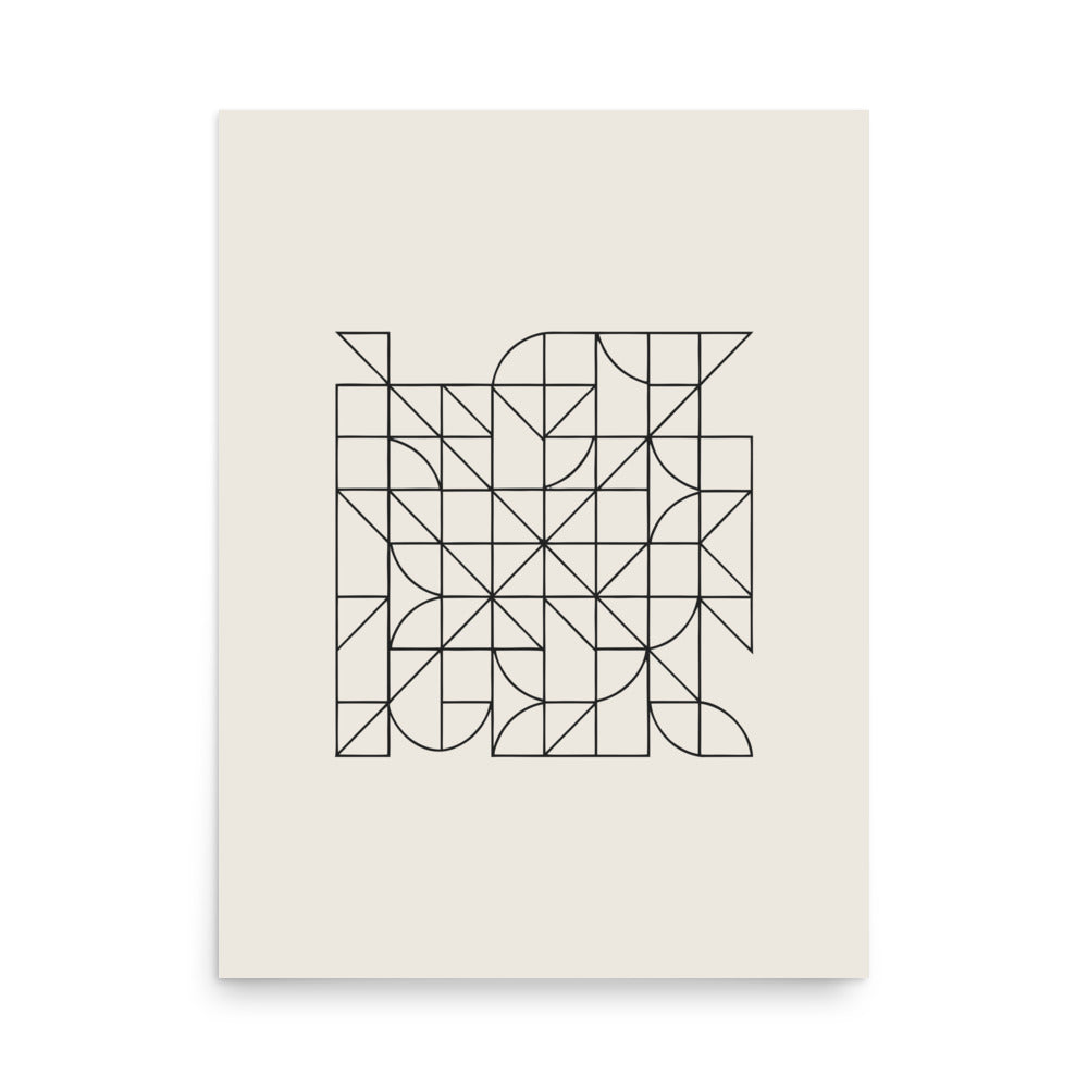 A dense, single-line self-avoiding walk path graphic in hairline weight on an art print. 18″×24″ size.