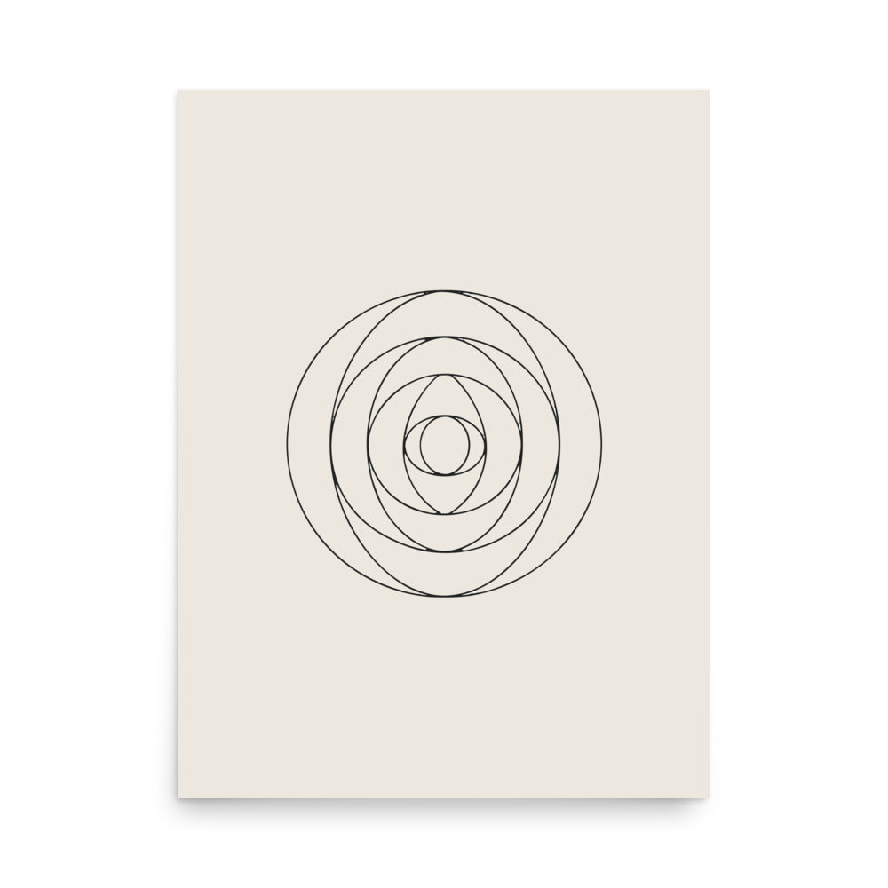 A stereographic vector mapping of a Clifford torus in clean line art on an art print. 18″×24″ size.