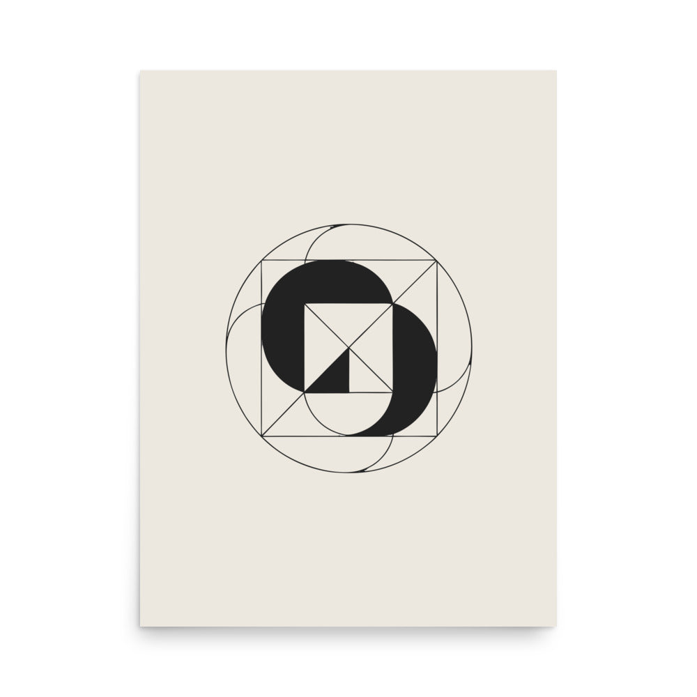 A geometric design of inverted concentric circles in thin vector lines on an art print. 18″×24″ size.