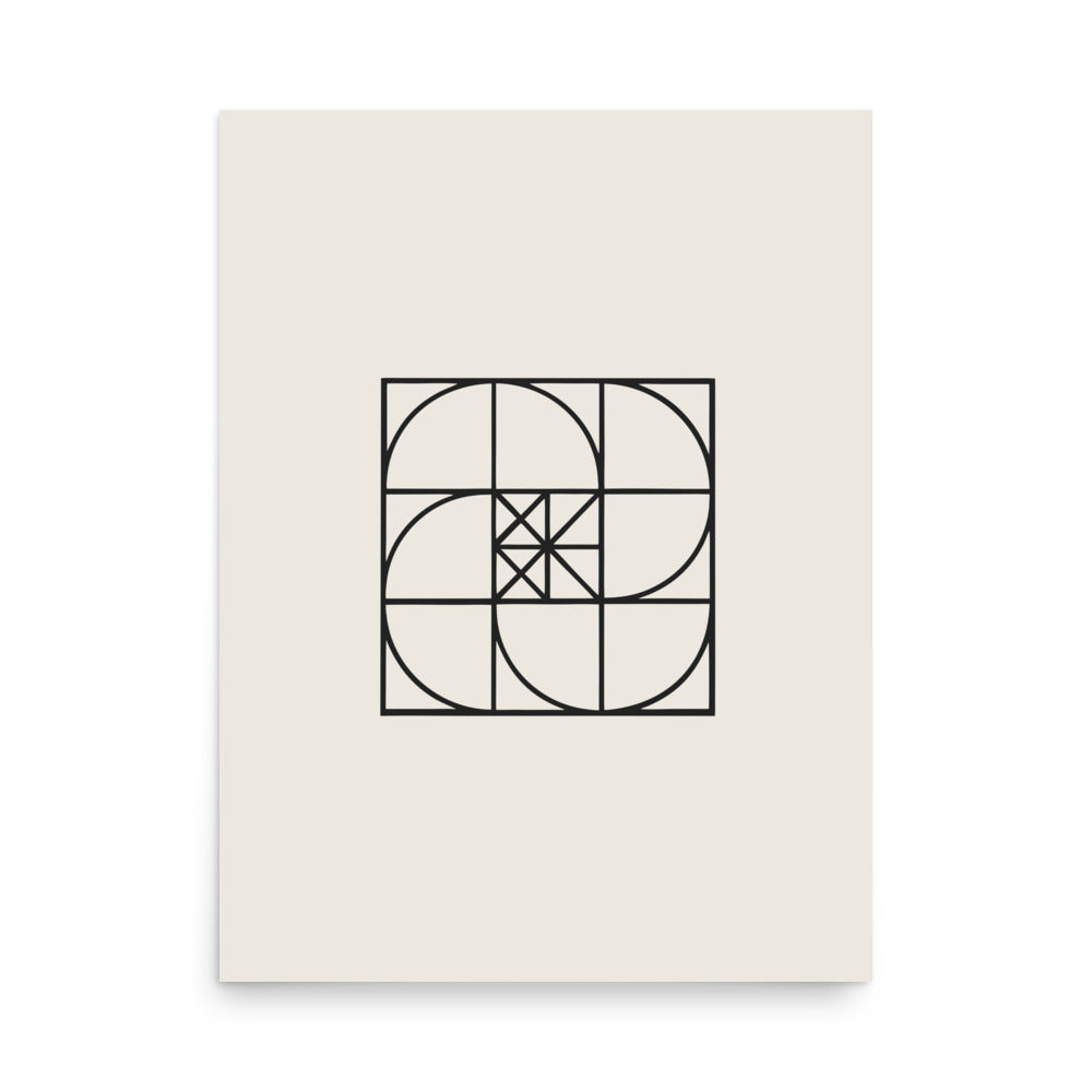 The fourth iteration of the Sierpinski carpet mathematical grid printed on an art print in fine line art style. 18″×24″ size.
