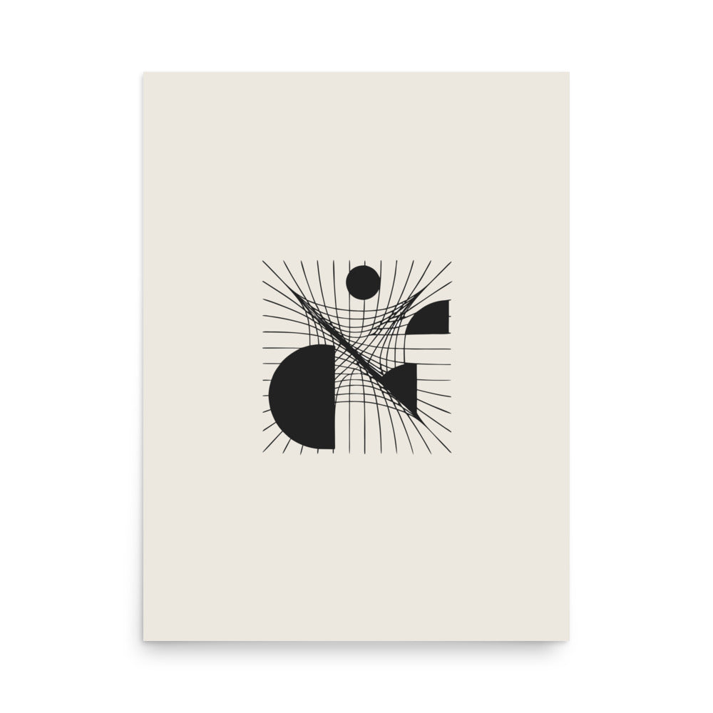 A minimalist sheared parallel grid design in precise hairline strokes on an art print. 18″×24″ size.