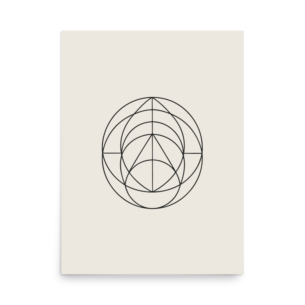 A minimalist geometric print of nested cardioid curves in hairline weight on an art print. 18″×24″ size.