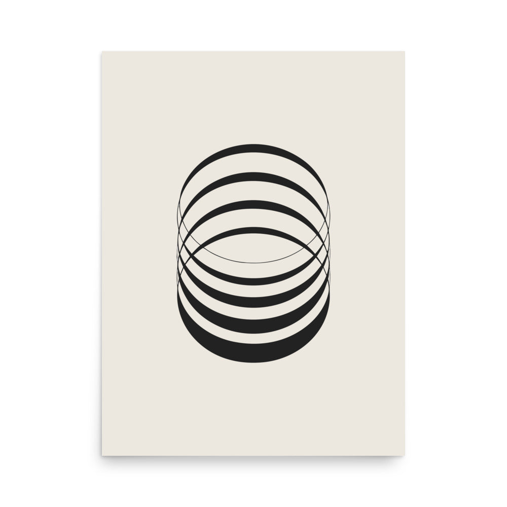 A sequence of eight concentric ellipses progressively flattened and rotated, printed on an art print. 18″×24″ size.