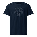 An ultra-fine network of interlocking solar convective cells printed on a t-shirt. Shown on the Ink (French Navy) colorway.