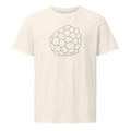 A plan view minimalist line art design depicting geometric desiccation polygons printed on a t-shirt. Shown on the Bone (Vintage White) colorway.