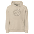 A geometric desiccation polygon line art illustration printed on a hoodie. Shown on the Clay (Desert Dust) colorway.
