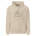A nested sequence of Kepler triangles in fine vector lines printed on a hoodie. Shown on the Clay (Desert Dust) colorway.