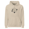 A close-up of a tri-hexagonal Kagome lattice pattern with interlocking stars and hexagons in fine lines on a hoodie. Shown on the Clay (Desert Dust) colorway.